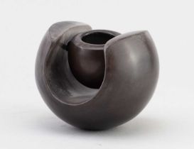 ANTONIA SALMON (born 1959); a smoke fired and burnished stoneware prototype holding form, incised AS