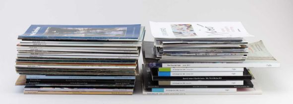 A large collection of art and design auction catalogues, studio ceramics exhibition brochures and