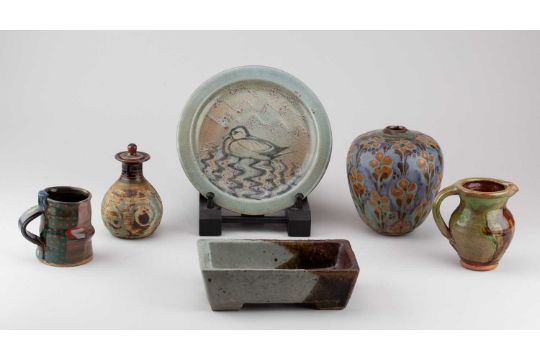 † A group of studio ceramics comprising works by Marianne de Trey, John Calver, Clive Bowen, Bryan - Image 2 of 9