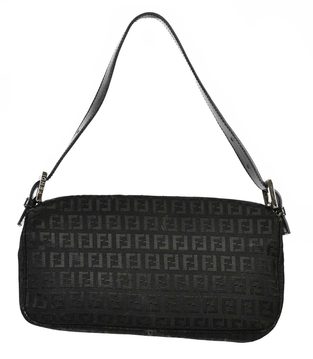 FENDI; a black cloth Mamma Baguette shoulder bag, circa 2000, with adjustable top handle, - Bild 2 aus 3