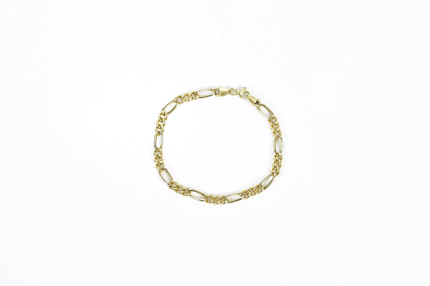 An 18ct yellow gold fetter and curb link bracelet, length 20cm, approx 7.76g. - Image 2 of 3