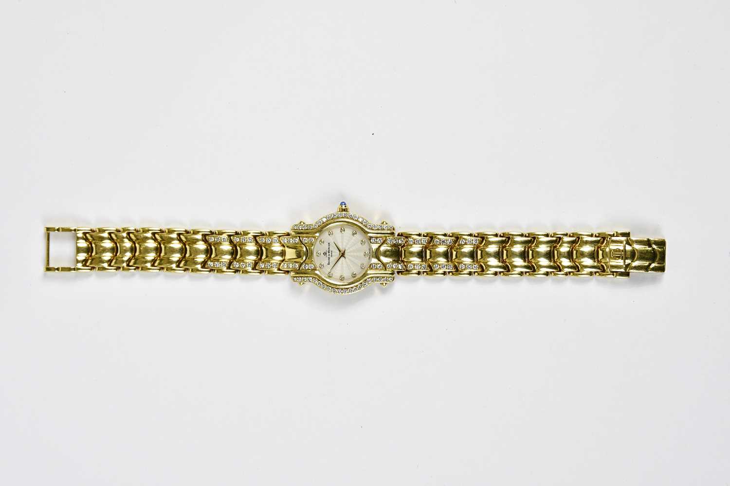 BAUME & MERCIER; a lady's 18ct gold and diamond set wristwatch, the engine turned dial set with - Image 2 of 6