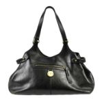 MULBERRY; a black pebbled cow leather Somerset shoulder bag with brass tone hardware, front zip