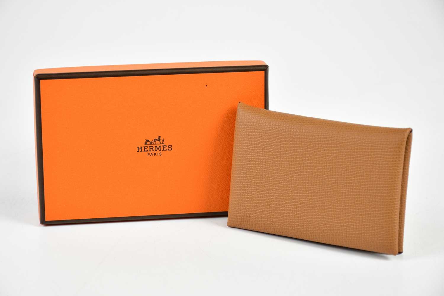 HERMÈS; an unused Calvi Epsom leather gold brown card holder, in original box with receipt, 10.5 x - Image 2 of 3