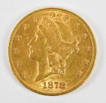 A United States of America $20 gold coin, 1878, approx. 33.48g.