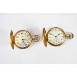 Two gold plated crown wind full hunter pocket watches (2).