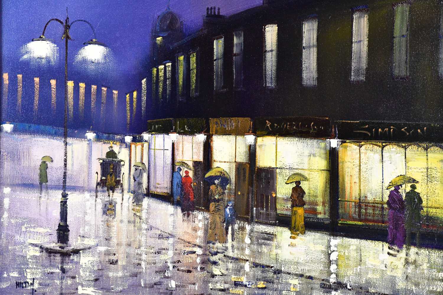 † BARRY HILTON; oil on canvas, street scene, signed lower left, 39 x 50cm, framed. - Image 2 of 4