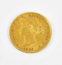 A Victorian 'Australia' full sovereign, 1866, inscribed to the reverse 'Sydney Mint, Australia,