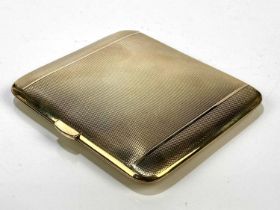 A 9ct yellow gold cigarette case with engine turned decoration, approx 88g.