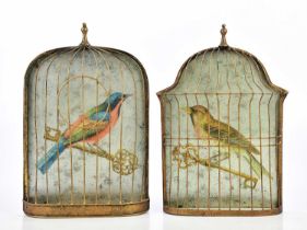 Two modern decorative birdcage effect pictures, 37 x 24cm (2)