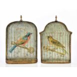 Two modern decorative birdcage effect pictures, 37 x 24cm (2)