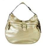 MULBERRY; a metallic champagne calfskin leather Mabel Hobo handbag with shiny gold tone hardware,