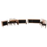 GORDON RUSSELL; a contemporary dining suite comprising rectangular table, length 121cm, height 71cm,