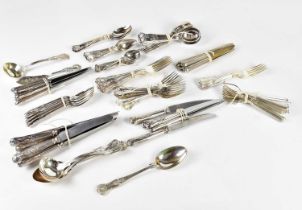 A quantity of electroplated cutlery including knives, forks and spoons.