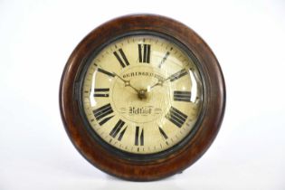 BERINGER BROS, BELFAST; a 19th century mahogany cased postman's alarm clock, the white dial set with