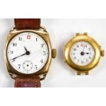 An 18ct gold cased lady's wristwatch, the enamel dial set with Arabic numerals, diameter 24mm,