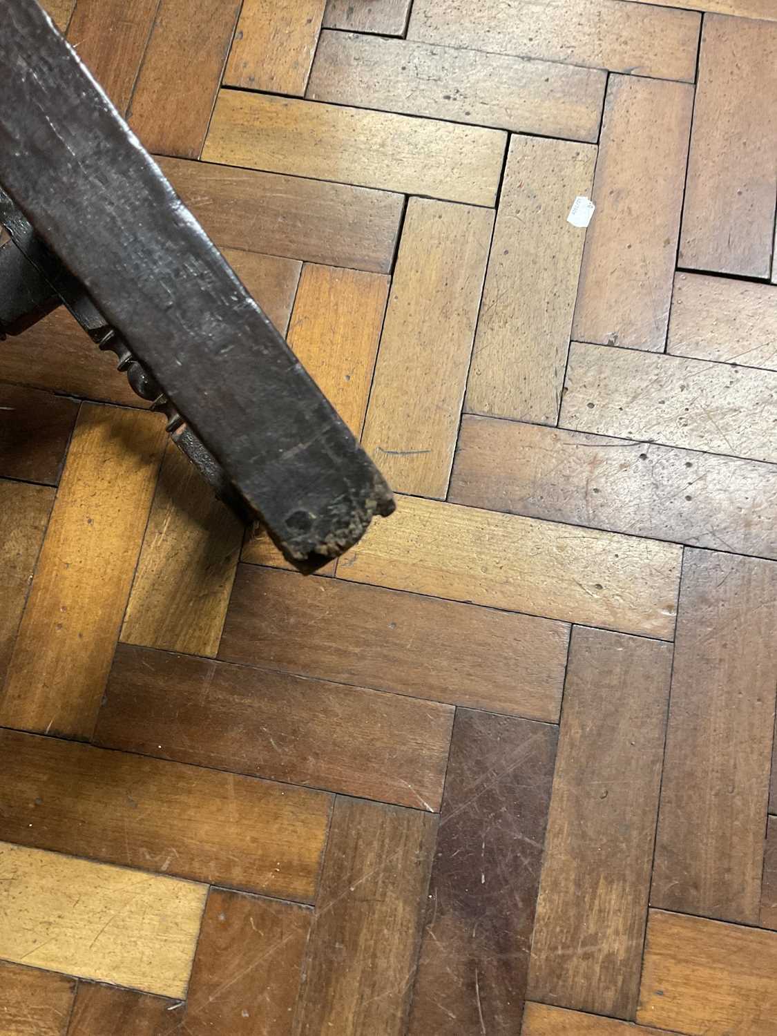 A pair of oak back stools, circa 1700, with panelled backs and plank seats, on turned and block - Image 11 of 12