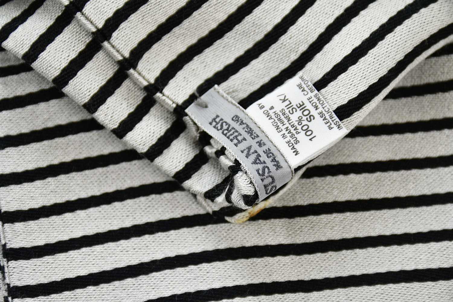 SUSAN HIRSH; a 100% silk black and white cream long opera scarf, 98 x 23cm, with maker's care tag, - Image 3 of 3