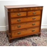 A 19th century mahogany chest of two short over three long drawers on bracket feet, width 123cm,