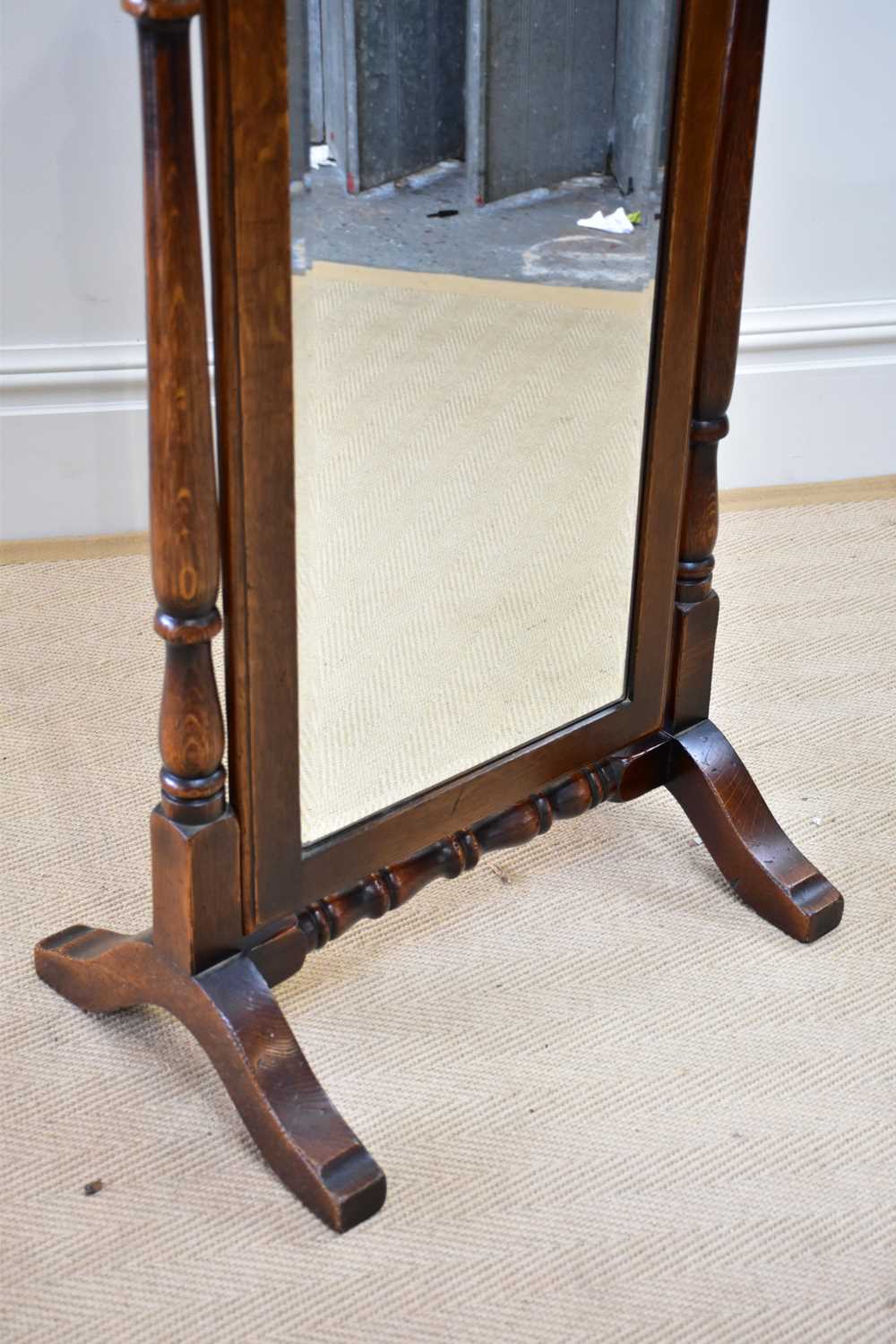 ROYAL OAK FOR ARIGHI BIANCHI; a modern oak cheval mirror with bevelled plate, height 158cm. - Image 2 of 2