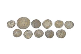 MEDIEVAL COINS; an Edward III silver long cross groat, with ten various silver coins (11)