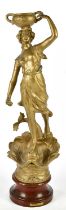 An early 20th century gilt painted spelter figure, 'Pecheurs' on base, height 63cm.