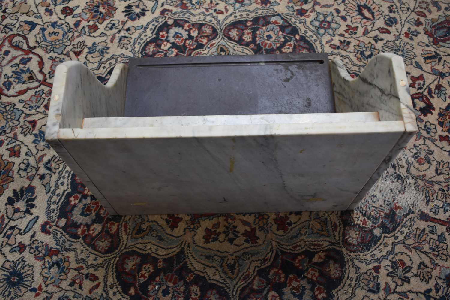 A Victorian marble and slate splash back, width 60cm, depth 46cm, height 43cm. - Image 2 of 2