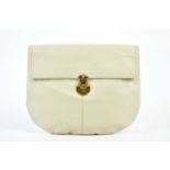 MARC JACOBS; a cream soft leather clutch handbag with gold tone push lock closure to front with