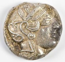 An Attica Athens silver drachm (circa 454-404BC), the obverse with head of Athena facing right and