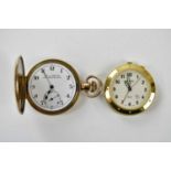 HERBERT WOLF LTD; a gold plated crown wind full hunter pocket watch and a Swiza pocket watch (2)