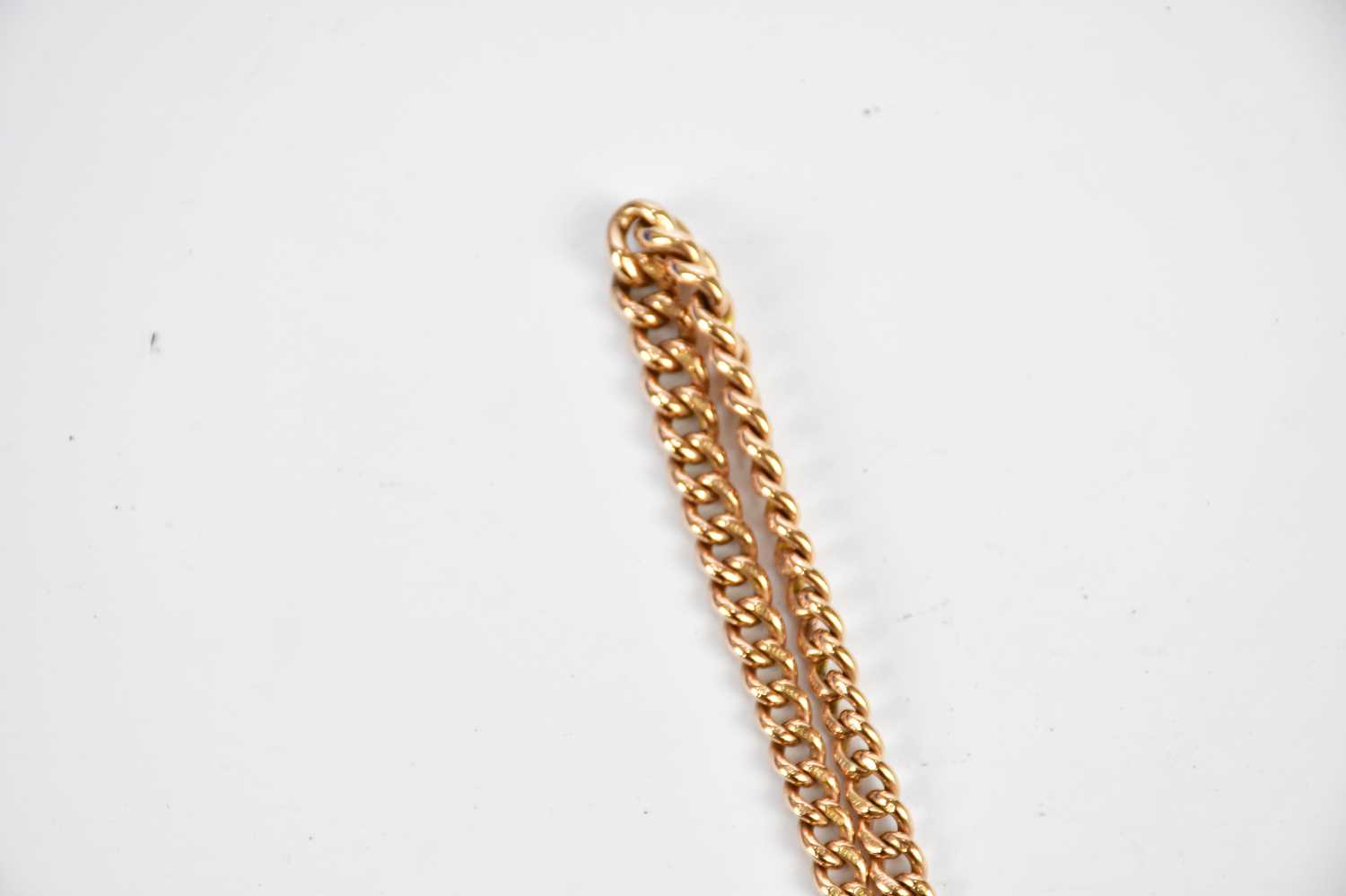 A 9ct graduated rose gold bracelet with substantial padlock clasp, combined approx 21.8g. - Image 2 of 4