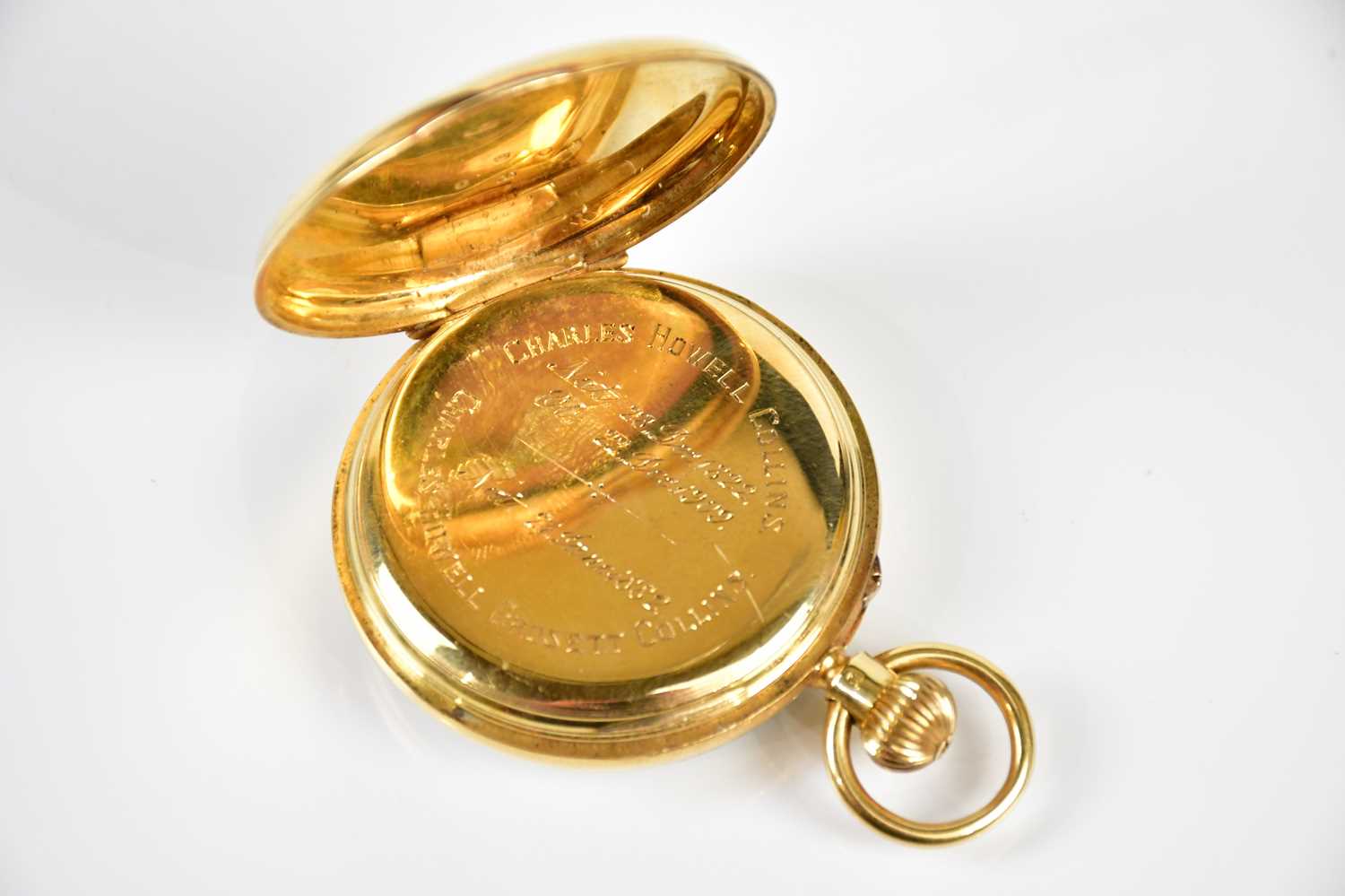 An 18ct yellow gold open face pocket watch, the white enamel dial set with Roman numerals and - Image 2 of 6