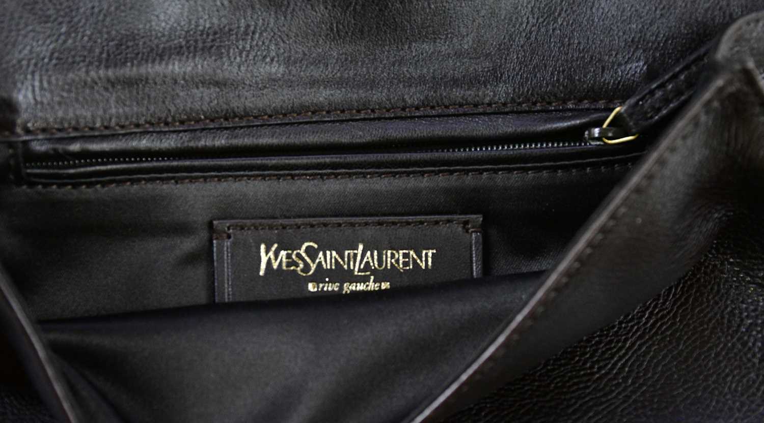 YVES SAINT LAURENT; a brown metallic leather Byzance Maltese Cross shoulder bag, embellished with - Image 3 of 3