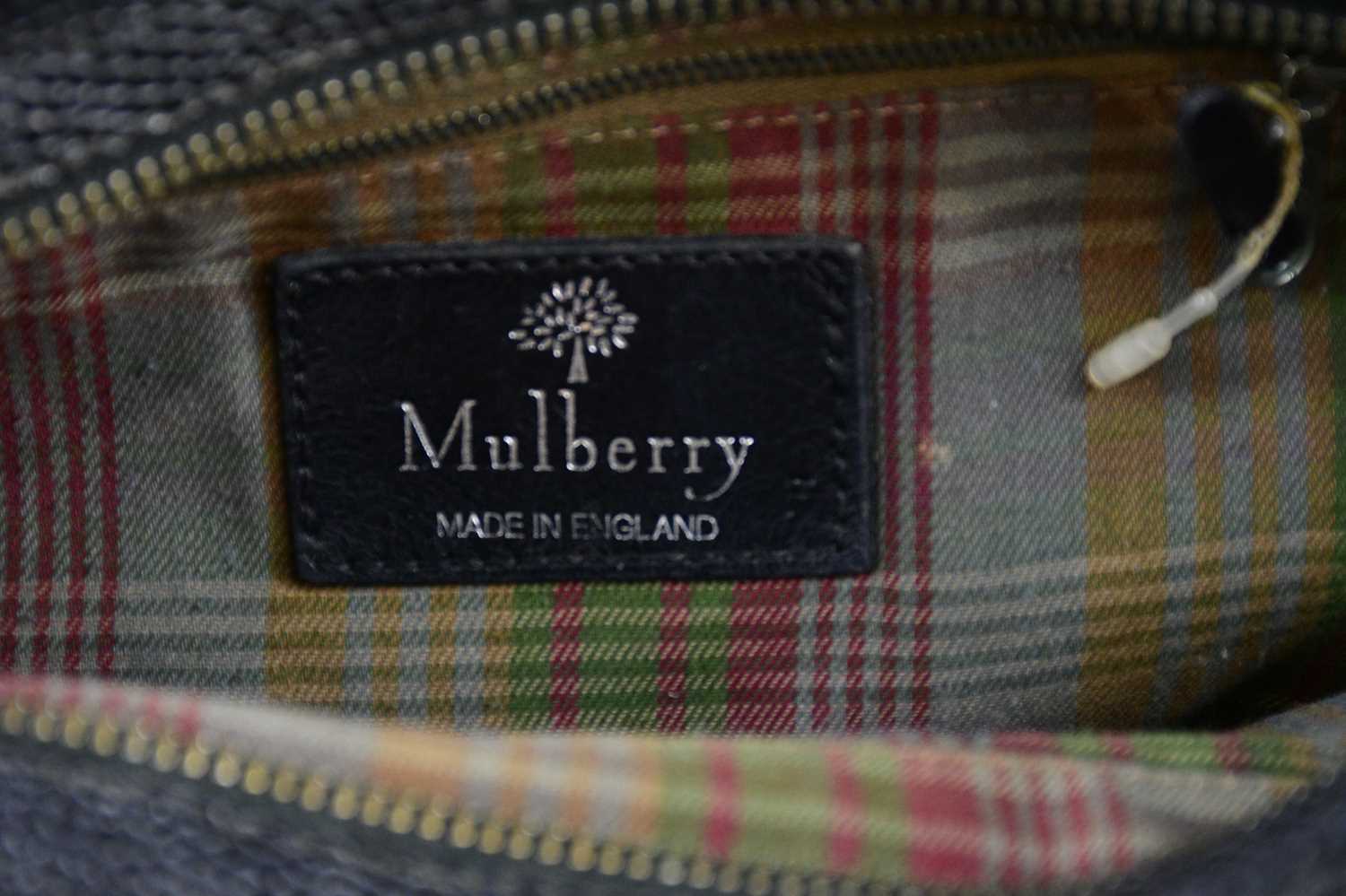 MULBERRY; a black Scotchgrain coated canvas vintage handbag with black leather maker's logo to front - Image 4 of 4