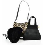 COSCI; a small black fabric woven evening bag with gold tone hardware, a Timothy Huntsman faux