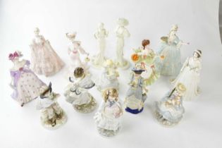 COALPORT; a collection of fourteen figures including 'The Boy', 'Childhood Toys', 'Queen