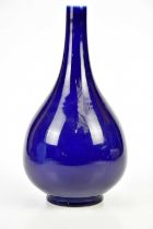 A modern Chinese blue glazed bottle vase with printed seal mark, height 36cm. Condition Report:
