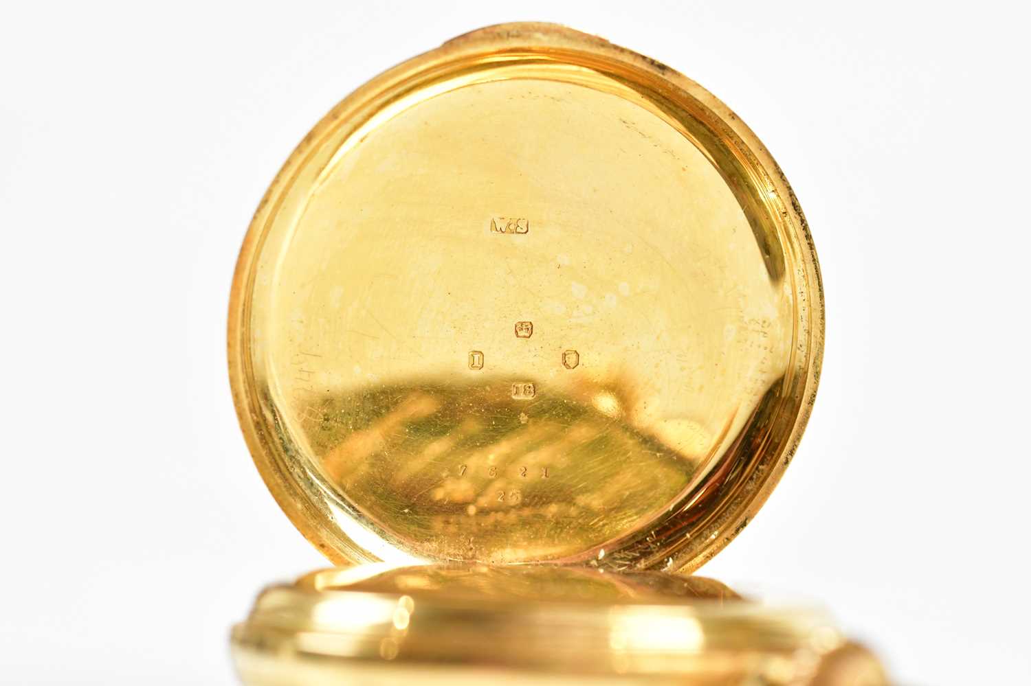 An 18ct yellow gold open face pocket watch, the white enamel dial set with Roman numerals and - Image 3 of 6