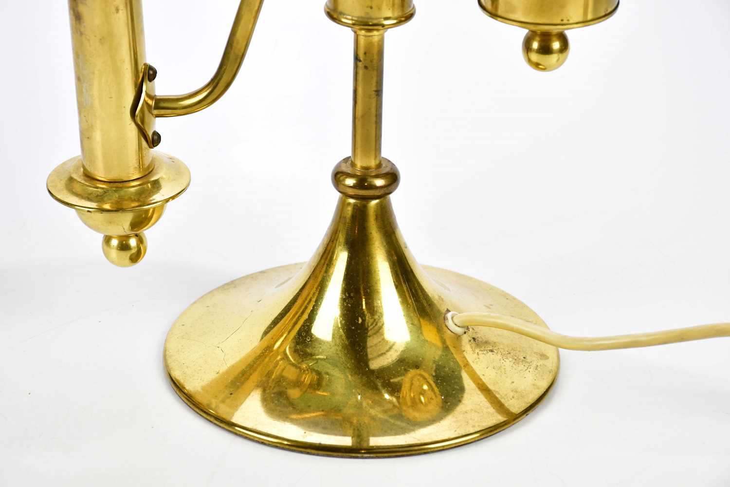 A 20th century brass reading lamp with green glass shade, height 45cm. - Image 3 of 3