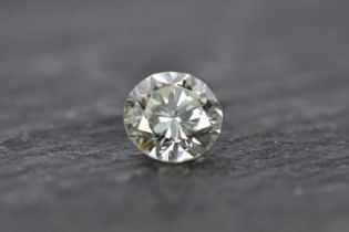 Standard VAT A loose diamond, the round brilliant cut stone weighing approx. 0.90cts, colour K/L,