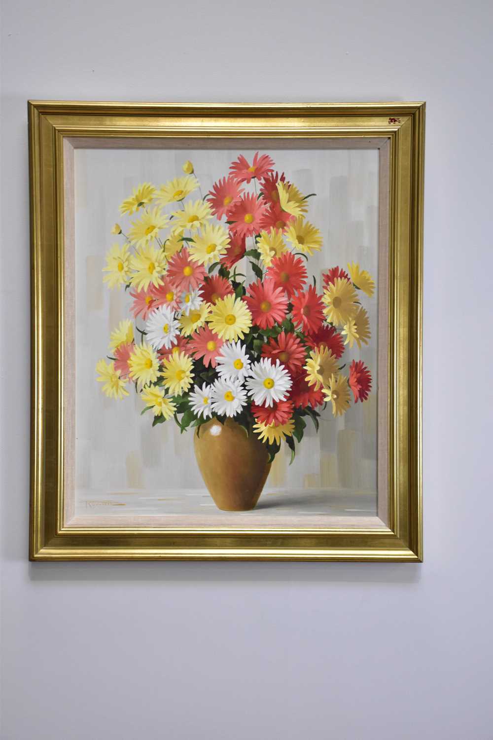 † ELIZABETH ROUVIERE; oil on canvas, still life, 'The Colours of Summer', signed, 63 x 52cm,