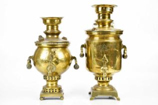 Two Russian samovars with impressed maker's stamps, height of largest 43cm (2)