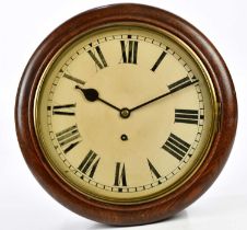 A 19th century oak wall clock, the painted dial set with Roman numerals, diameter 40cm.