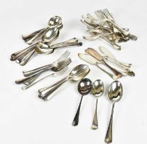 A collection of silver plated rat tail pattern cutlery, and other similar Old English pattern