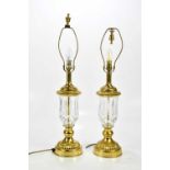 A pair of good quality cut glass gilt metal table lamps, height 46cm (2). Condition Report: Slight