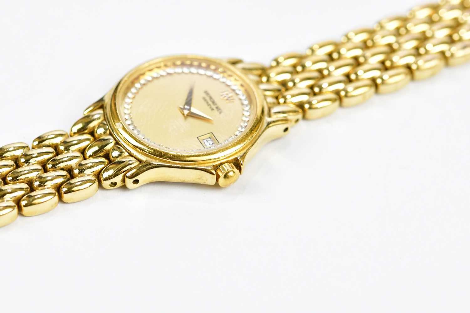 RAYMOND WEIL; a lady's gold plated wristwatch with circular dial set with date aperture with both - Image 3 of 6