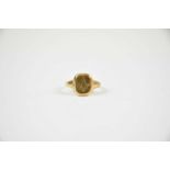 A 9ct yellow gold Masonic signet ring (misshapen), approx size P 1/2. Condition Report: 6.3g