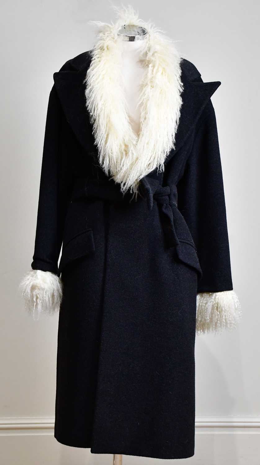 ALEXANDER MCQUEEN; a rare circa winter 2000 charcoal grey 100% wool coat with genuine ivory