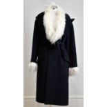 ALEXANDER MCQUEEN; a rare circa winter 2000 charcoal grey 100% wool coat with genuine ivory