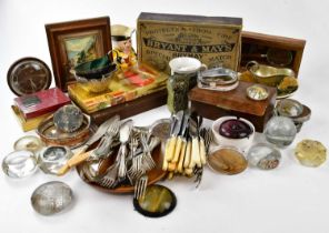 A quantity of collectors' items including cigars, playing cards, novelty safety matches, clocks,